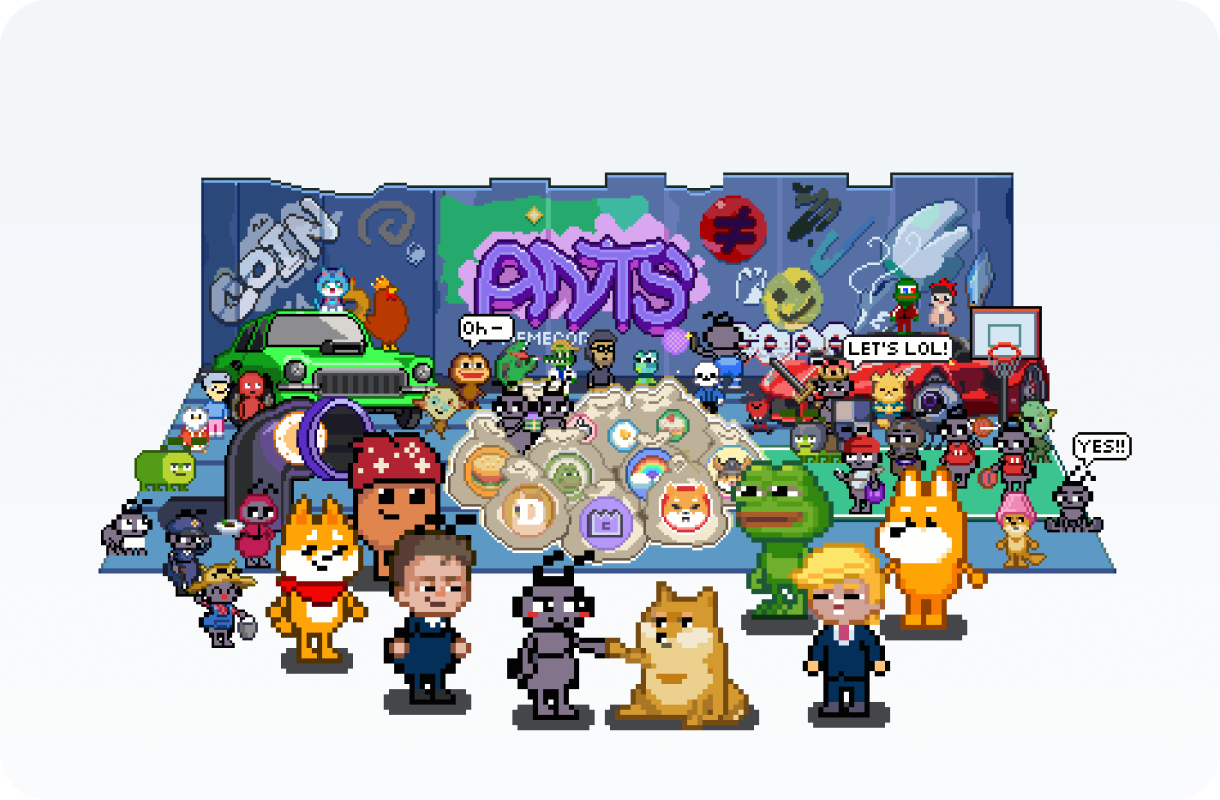 MemeCore community pixel-art scene