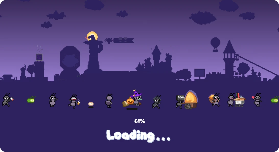 Original loading screen shown before the site became usable