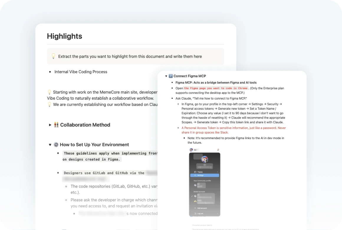 Internal vibe-coding guide documenting the designer–developer workflow