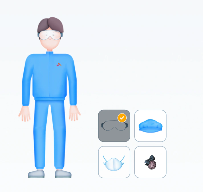 First iteration: a glossy 3D character draws attention away from the item cards