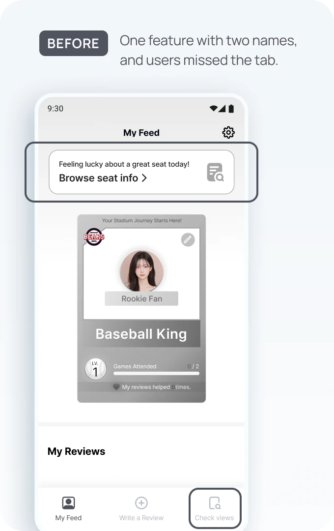 Before: one feature with two names, and users missed the tab