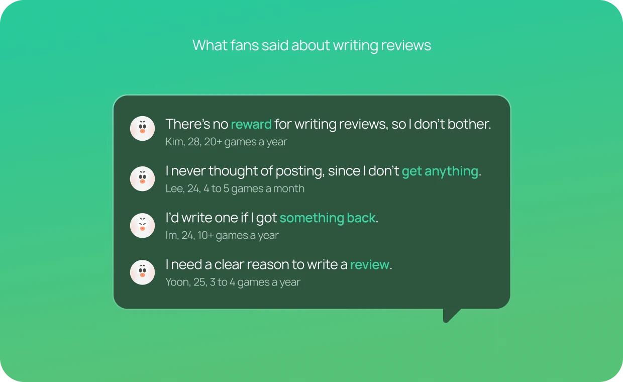 What fans said about writing reviews: there is no reward, so they don't bother